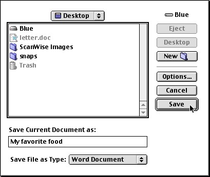 Saving on macintosh