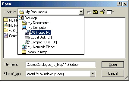 Windows drive menu