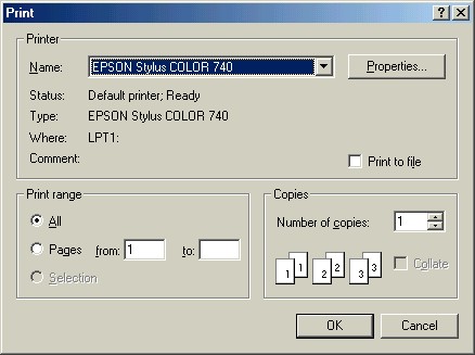 Print dialog