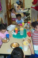 children eating at table