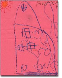 A child's drawing of a house