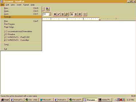 File menu with sava as selected