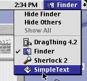 OS9 Finder Application menu